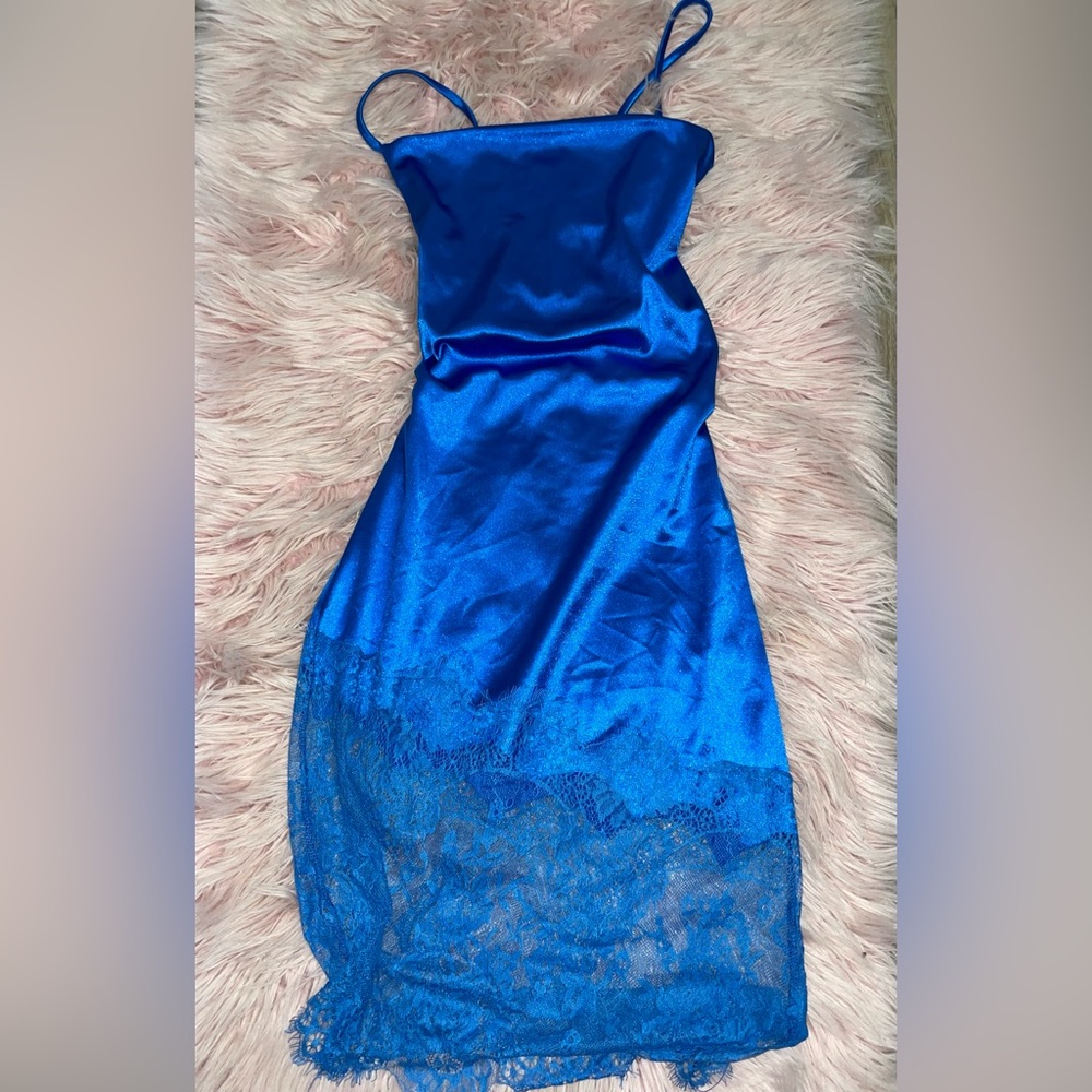 Royal blue open back dress